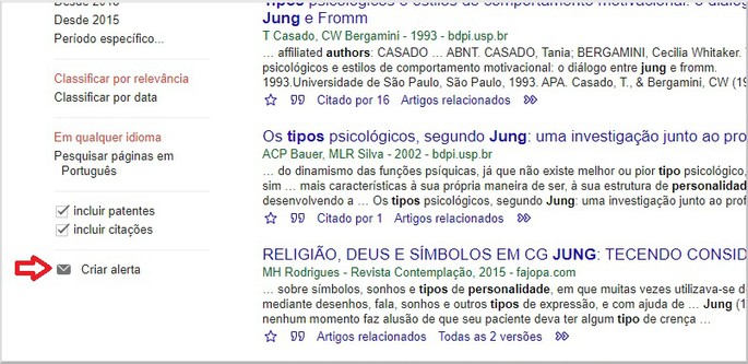 Receba alertas no seu endereço de e-mail com novos resultados